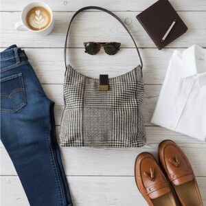 Lauren Timeless Herringbone Vintage Plaid Shoulder Bag